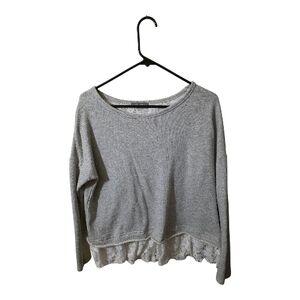 Chic Gray Sweater with Lace Detail